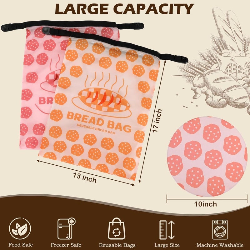 Revahope 2 Pack Reusable Bread Bags for Homemade Bread, 17"×13" Sourdough Bread Storage Bags with Bowl Cover - Keep Loaf Fresh and Easy to Wash(Cookie Style) - Image 4